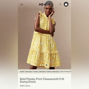 Me+Em yellow and white dress, size 10.